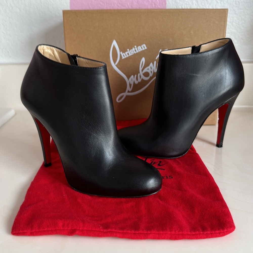 Christian Louboutin Belle Leather Ankle Booties 100 37 7